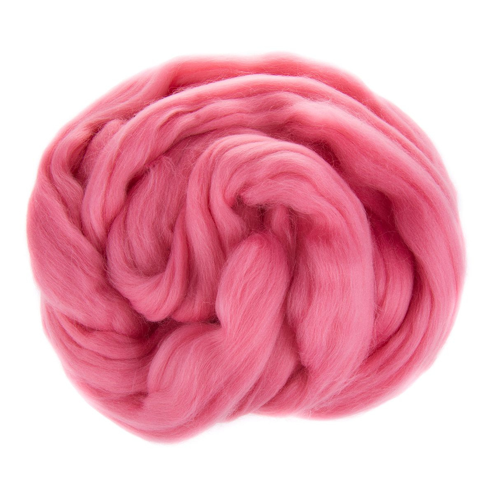 Шерсть для валяния полутонкая, гребенная лента цвет №11 ярко-розовый ...