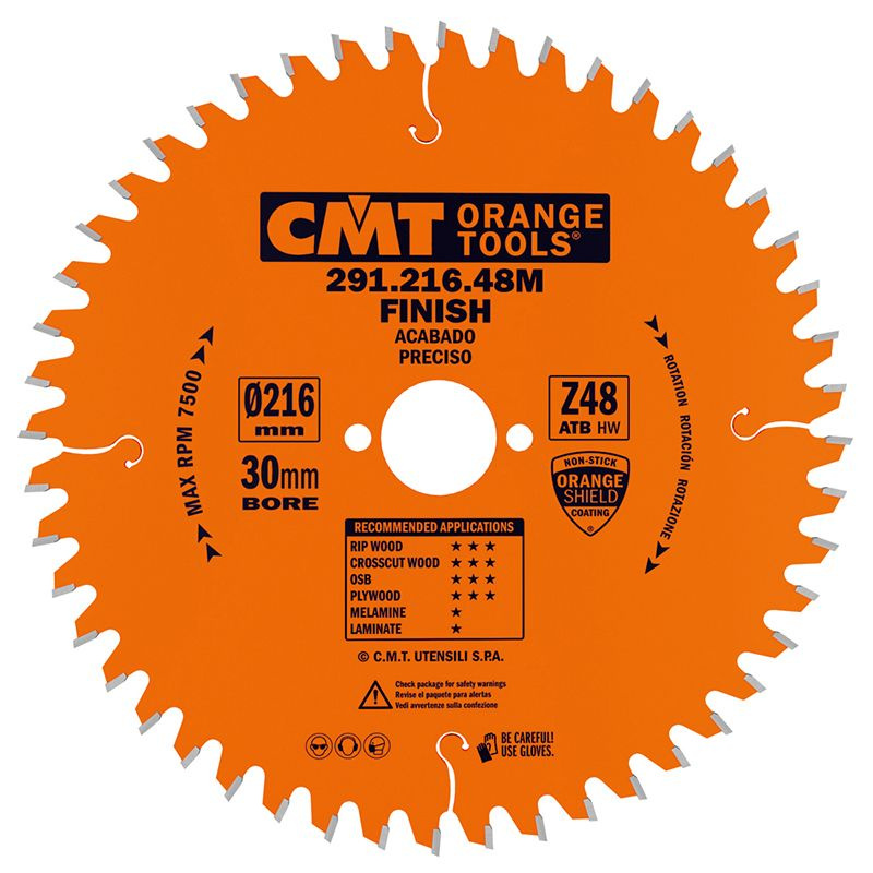 Диск пильный для торцовки СМТ Италия 216x30x2,8/1,8 -5 15 ATB Z48 CMT 291.216.48M  #1