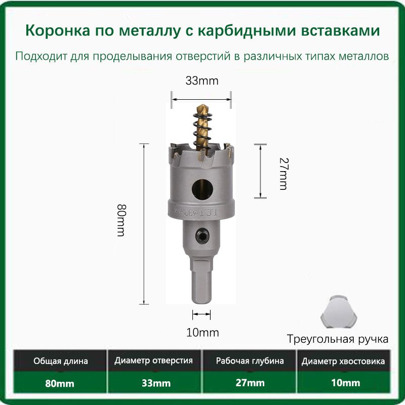 Твердосплавная коронка по металлу с победитом 33мм 1шт. #1