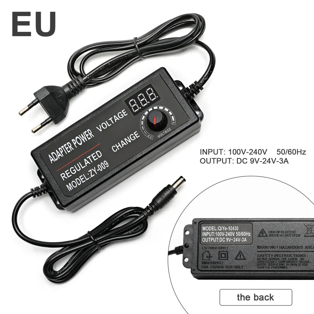 УНИВЕРСАЛЬНЫЙ РЕГУЛИРУЕМЫЙ Блок питания 9-24V/3A с индикацией значений ...