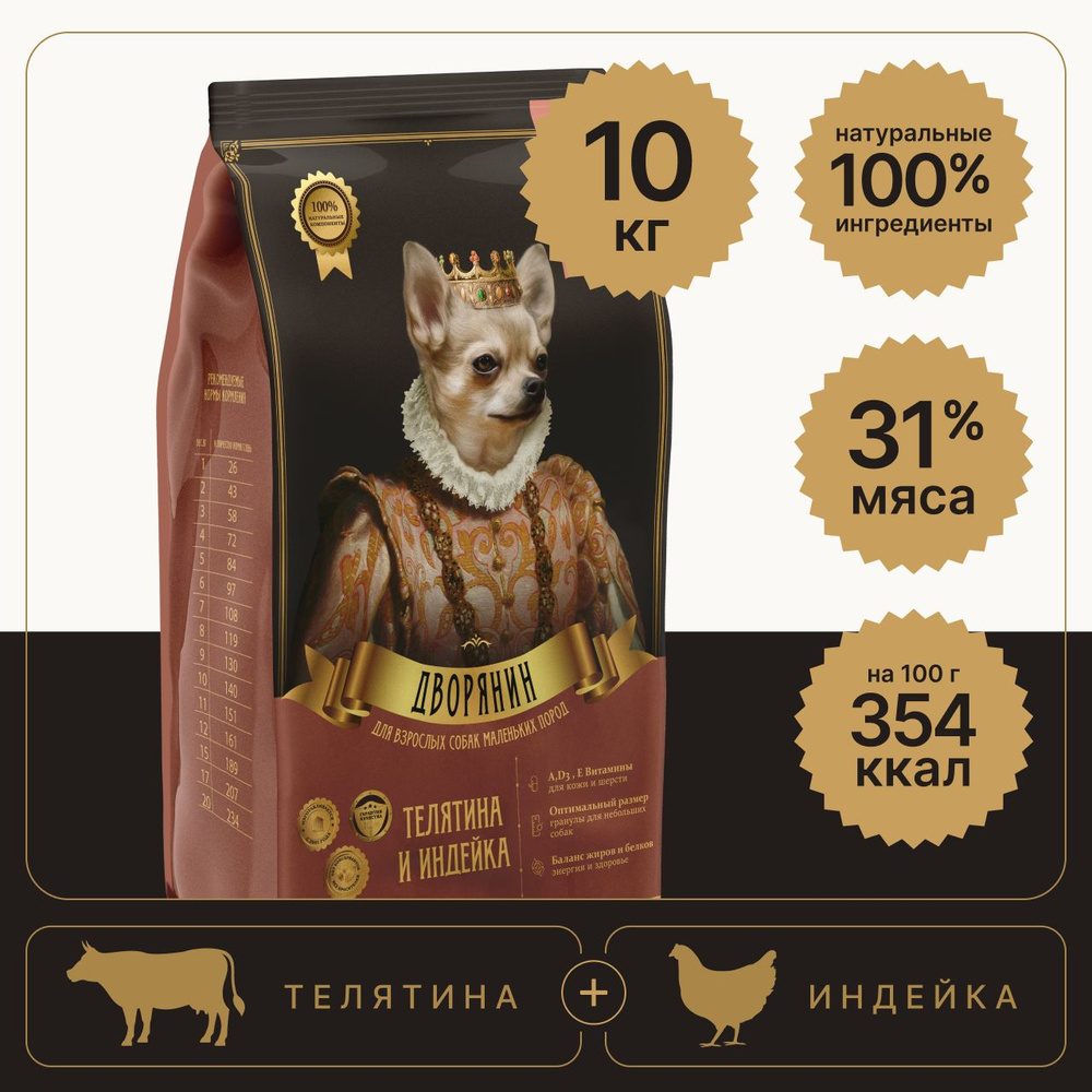 Сухой корм для собак мелких пород Дворянин Телятина и Индейка - купить ...