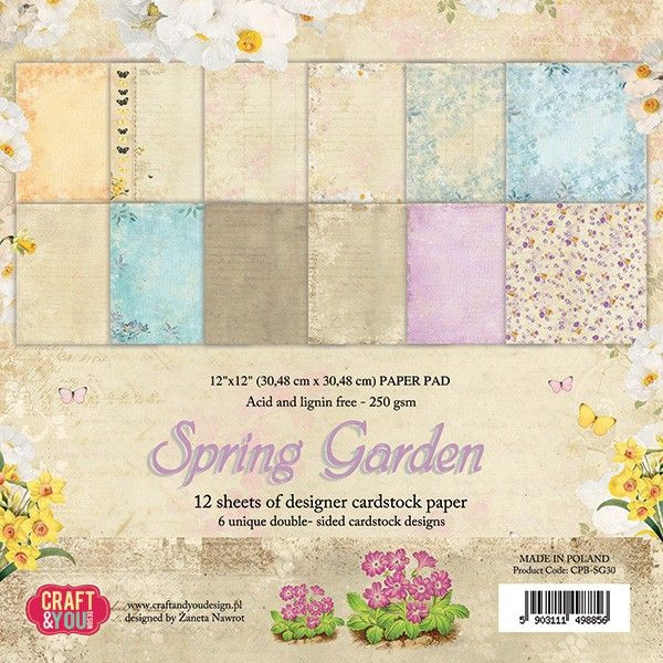 Набор бумаги для скрапбукинга 30*30 см из коллекции Spring Garden, 12 листов (Craft&You design)  #1