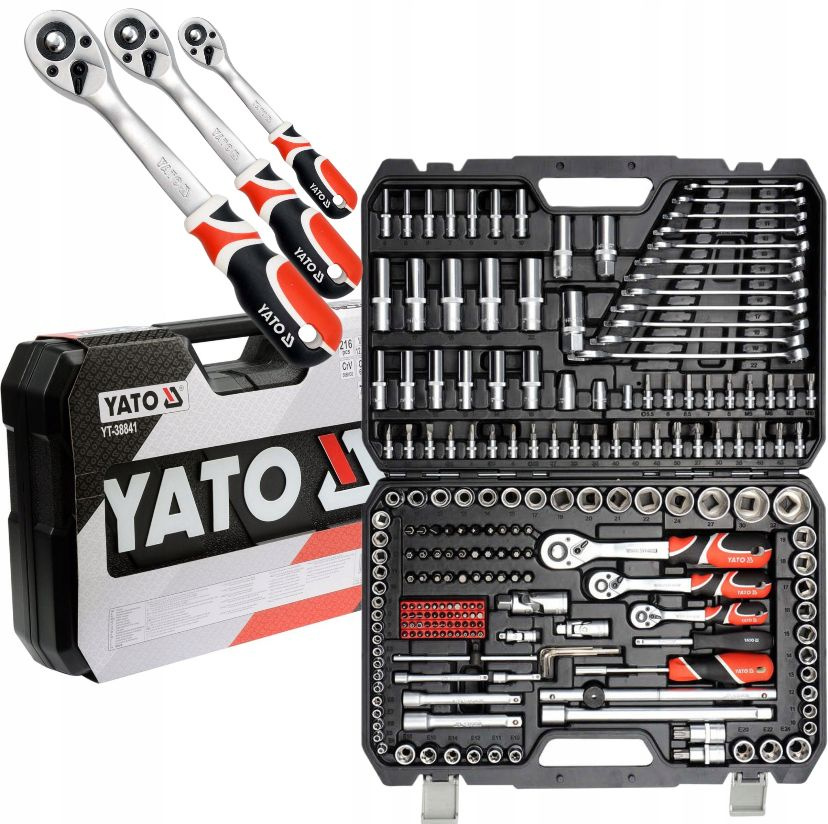Набор инструментов YATO 1/2"-1/4"-3/8", 216 предметов, CrV, CrMo, S2 ...