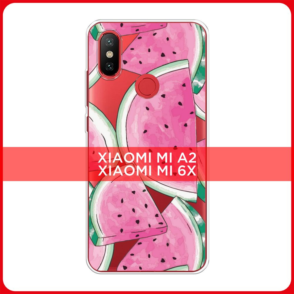 Силиконовый чехол на Xiaomi Mi 6X/A2 / Сяоми Mi 6X/A2 Акварельные арбузы,  прозрачный - купить с доставкой по выгодным ценам в интернет-магазине OZON  (184036396)