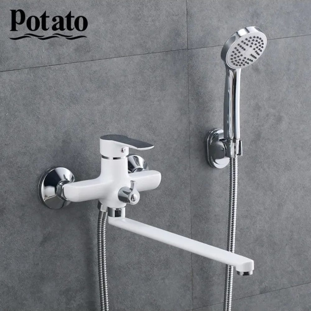 Смеситель для ванны с душем Potato P22237-7 цвет белый #1
