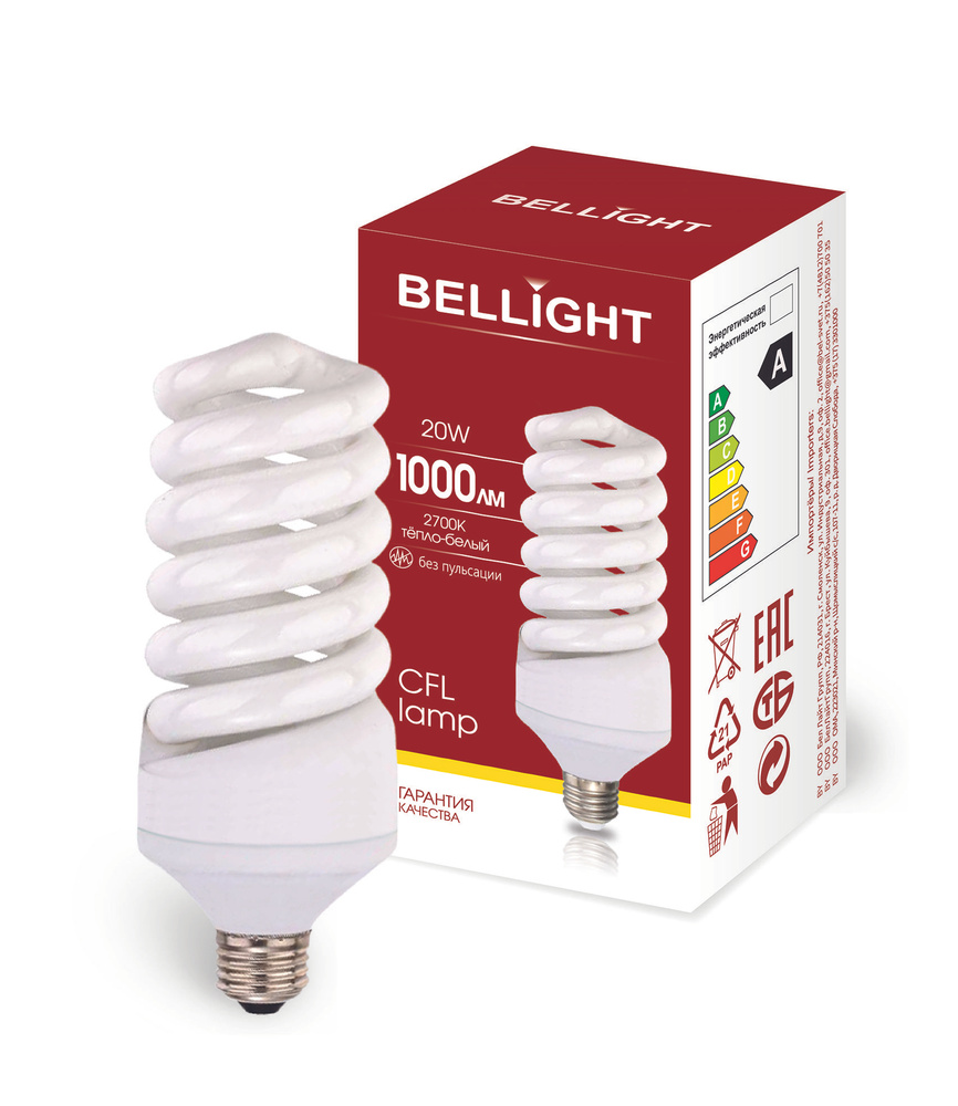 Лампа КЛЛ Bellight 230-20Вт Е27 2700К, 1шт купить на OZON по низкой ...