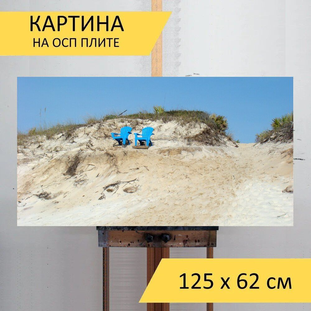 LotsPrints Картина "Пляж, стулья, песок 73", 125  х 62 см #1