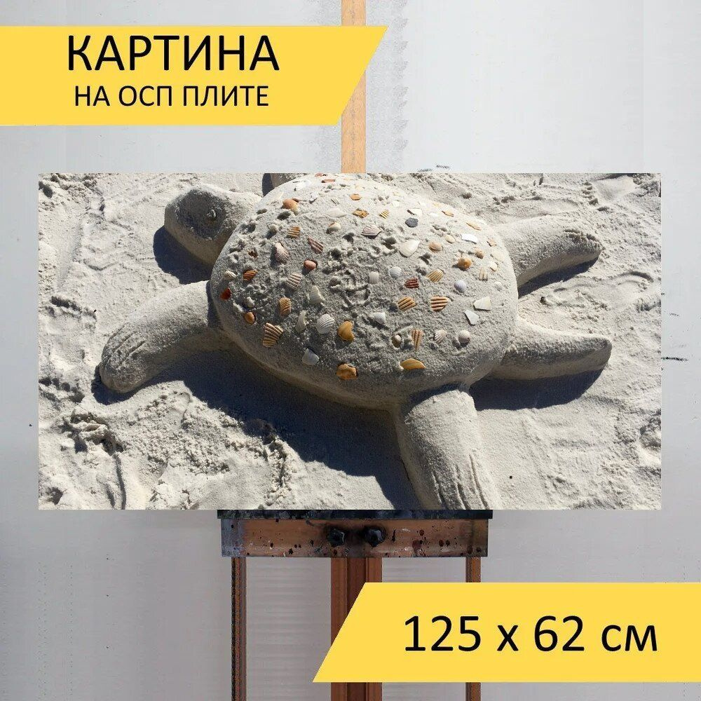 LotsPrints Картина "Песок, пляж, черепаха 50", 125  х 62 см #1
