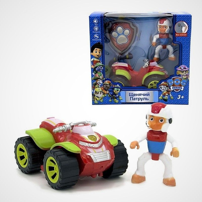 Щенячий патруль, Фигурка Райдер на машинке со значком - купить с ...