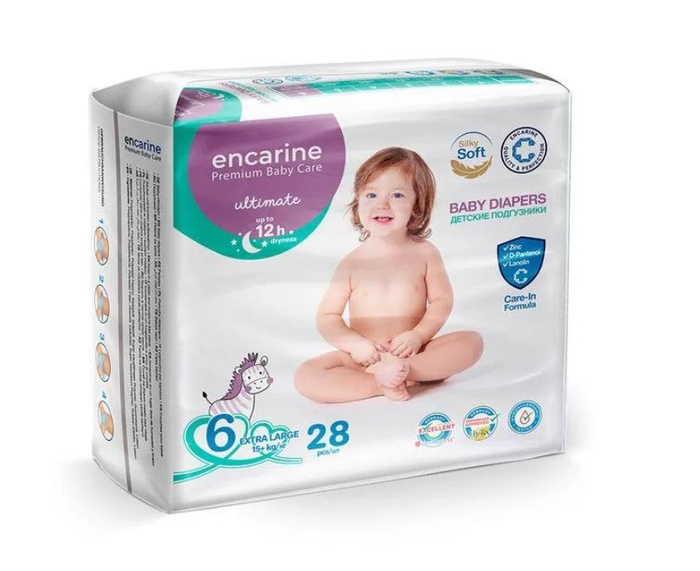 Подгузники детские ENCARINE EXTRA LARGE, памперсы для детей, размер 6 ...