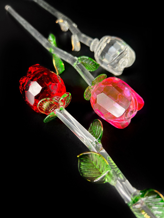 Роза стеклянная, сувенирная. 30см. 3 штуки - купить по выгодным ценам в ...