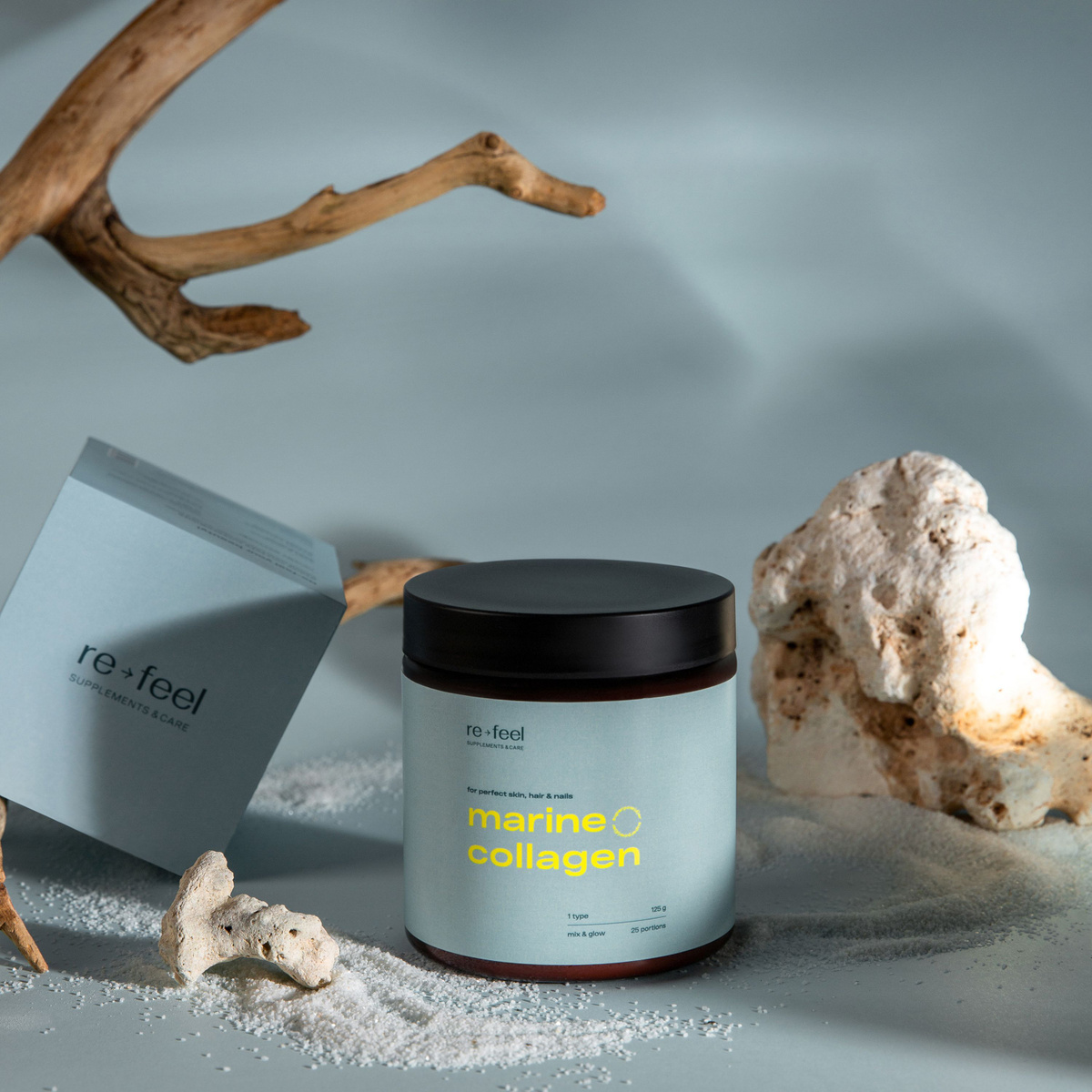 Пептидный морской коллаген re-feel порошок 25 порций, витамины для кожи ...