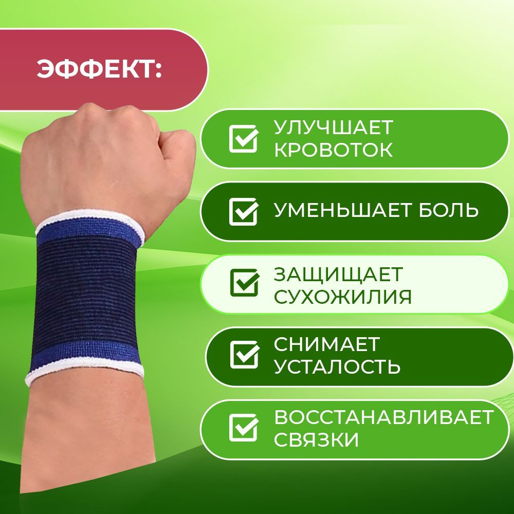 Напульсник спортивный эластичный, набор 2 штуки цвет синий ...