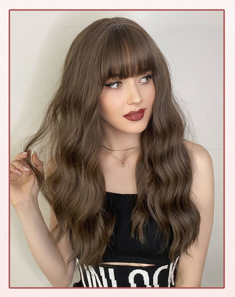 Длинные вьющиеся волосы, челка, дышащий натуральный парик купить c ...