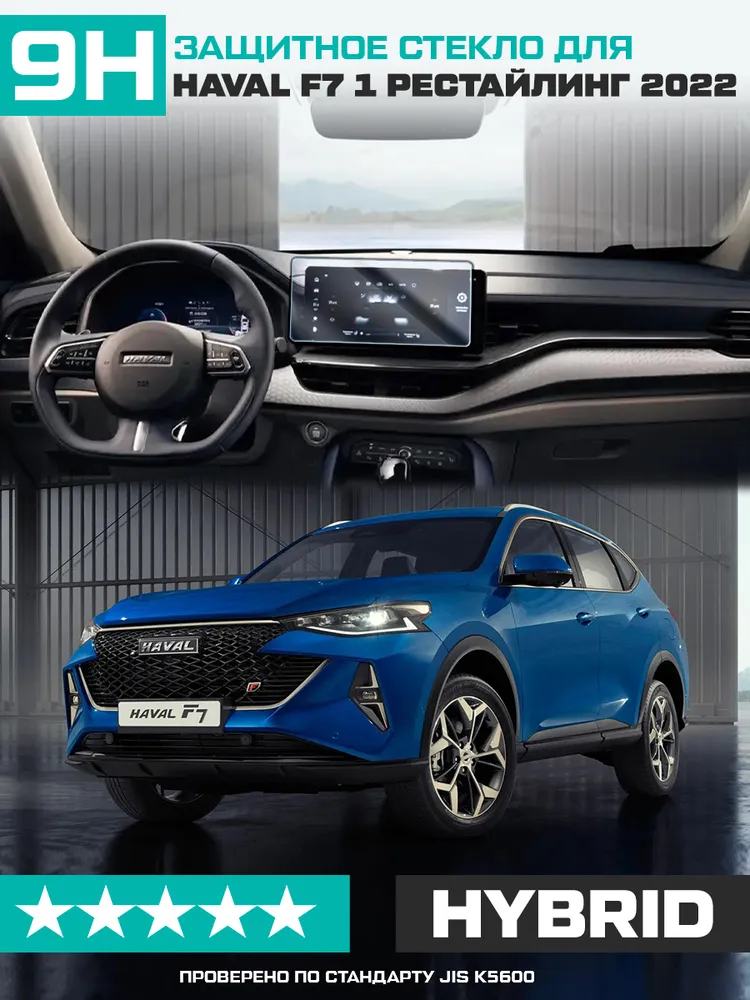 Защитное гибридное стекло для экрана мультимедии Haval F7 1 рестайлинг 2022, вариант