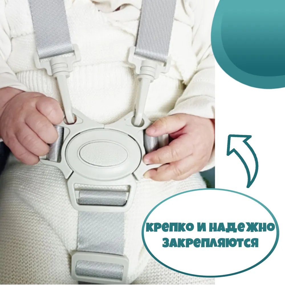 Ремень безопасности детский для коляски, автокресла, стульчика для кормления (пятиточечный, цвет светло-серый) 1 шт., 1 шт, фото 2