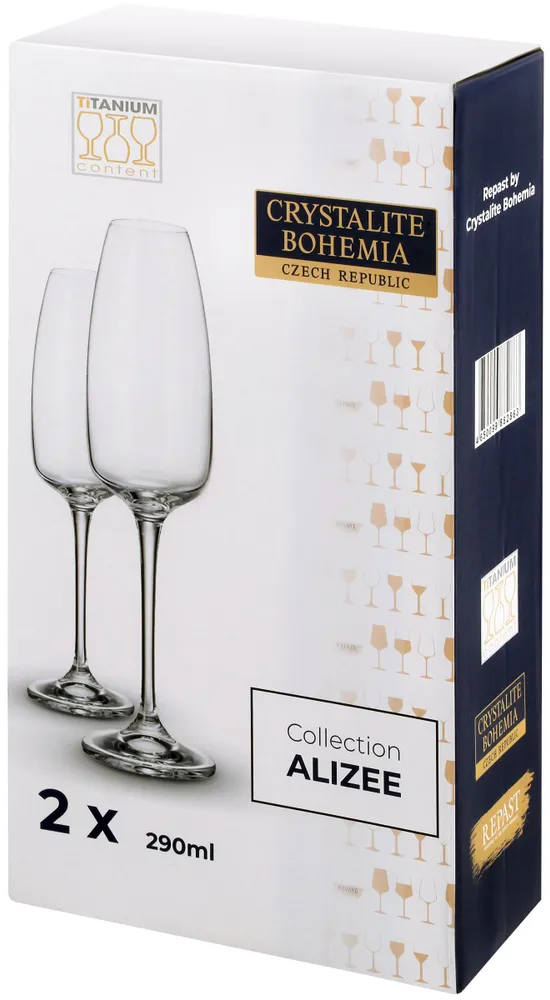 Набор бокалов для шампанского 2 шт CRYSTALITE BOHEMIA Alizee 290мл, 2 шт, 290 мл, фото 5