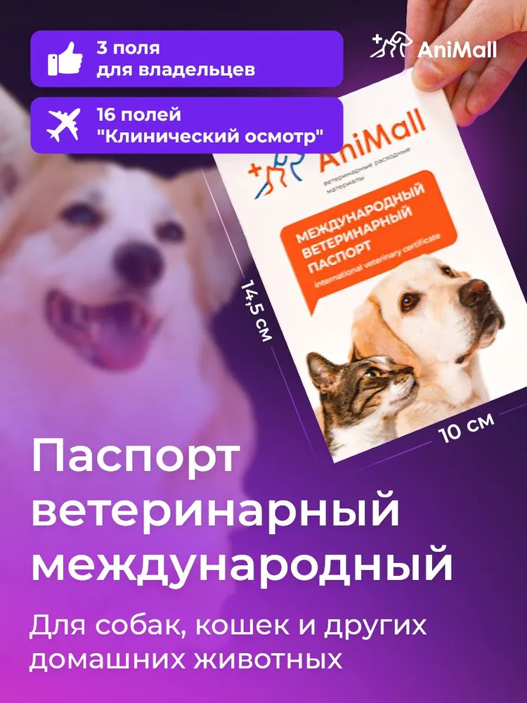 Паспорт ветеринарный международный для собак, кошек и других домашних животных AniMall / Зеленый, вариант