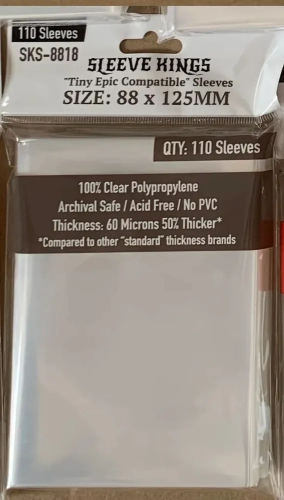 Протекторы для настольных игр Sleeve Kings Tiny Epic (88x125мм) - 110шт, 60 микрон  #2