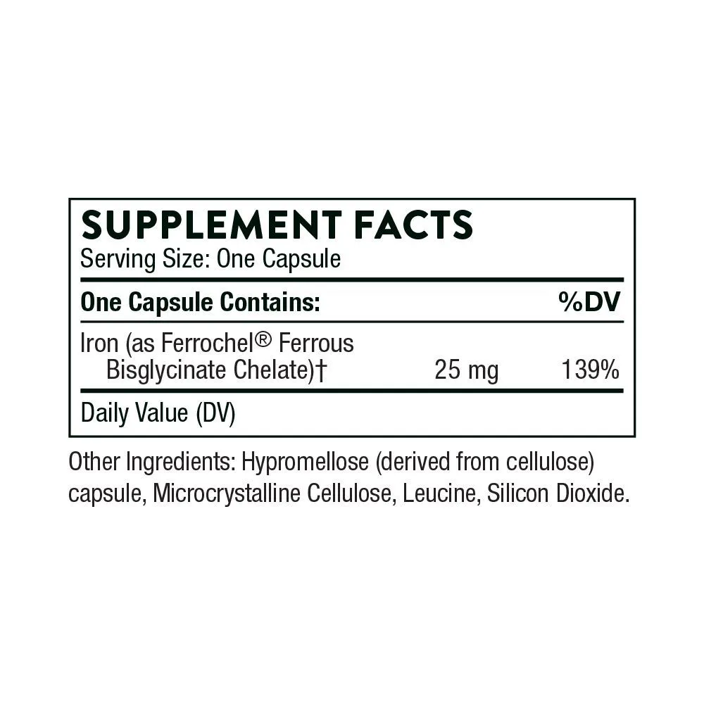 Iron Bisglycinate, Железо Бисглицинат, Thorne Research, 60 капсул, вариант, фото 5