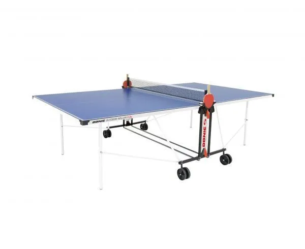 Теннисный стол Donic Outdoor Roller fun bl всепогодный уличный складной, антиблик, влагостойкий, с сеткой и держателем ракеток, металлический кант, колеса, вариант