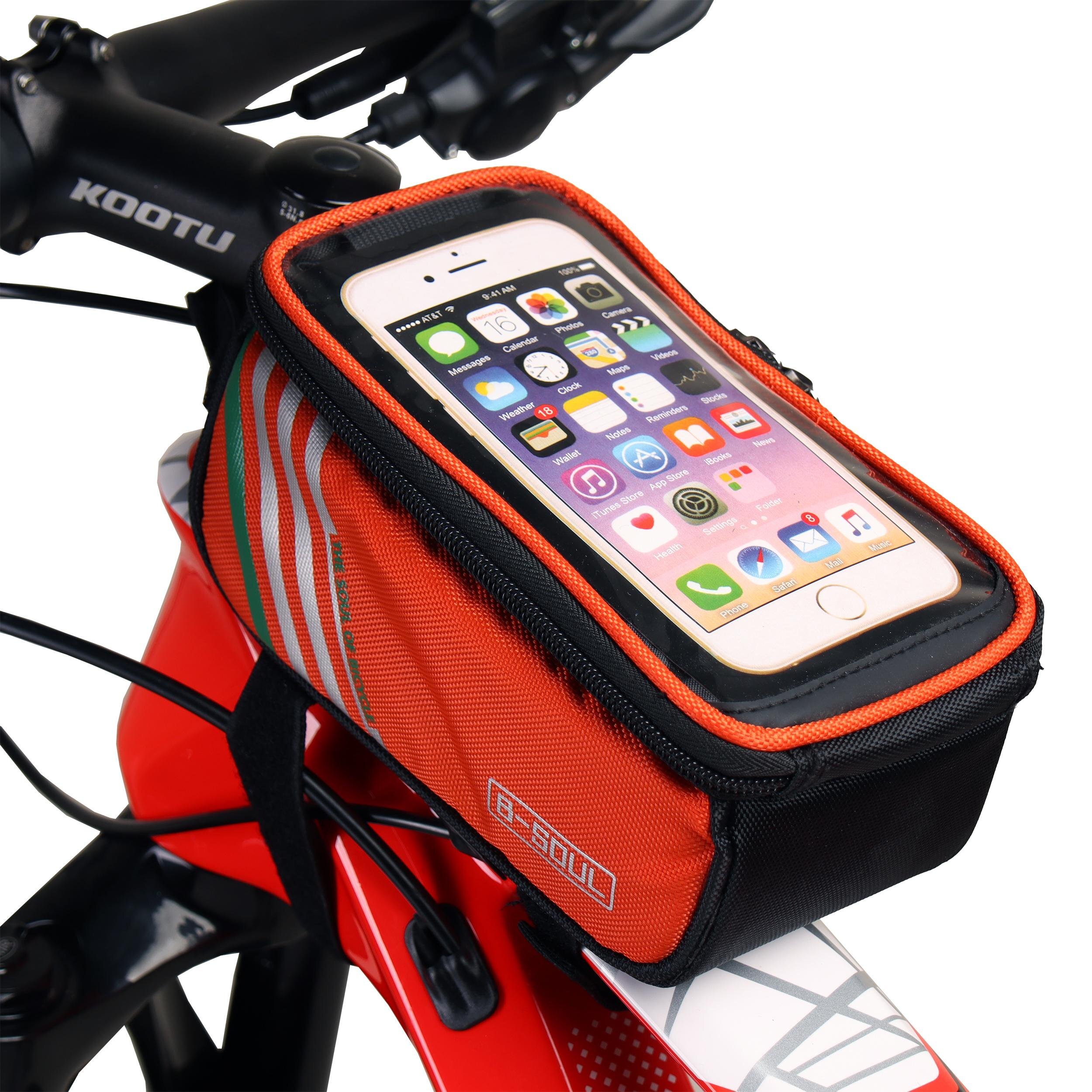 Сумка велосипедная на раму BICYCLE SOUL, с отделением для смартфона, основной отсек на молнии, боковой карман-сетка, оранжевая, 18,5 х 10 х 9 см Сумка велосипедная на раму BICYCLE SOUL, с отделением для смартфона, основной отсек на молнии, боковой карман-сетка, оранжевая, 18,5 х 10 х 9 см