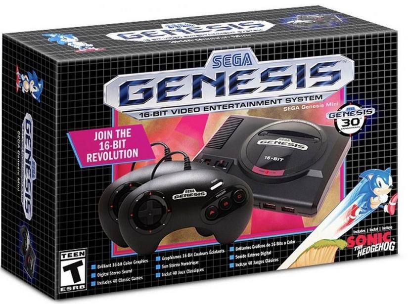 Игровая приставка 16 bit Sega Genesis Mini + 42 встроенных игр + 2