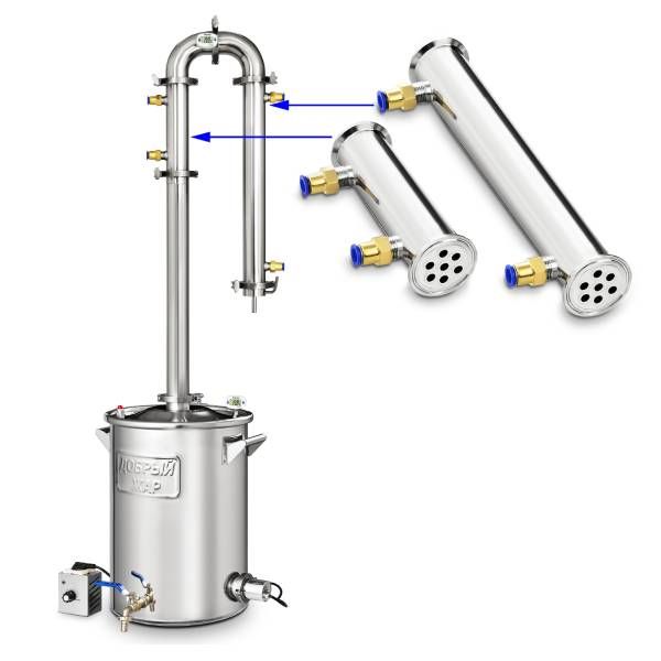 Как правильно подключить колонну Самогонный аппарат Добрый Жар "Абсолют 7" колонна 2 дюйма 40 литров, дистиллятор