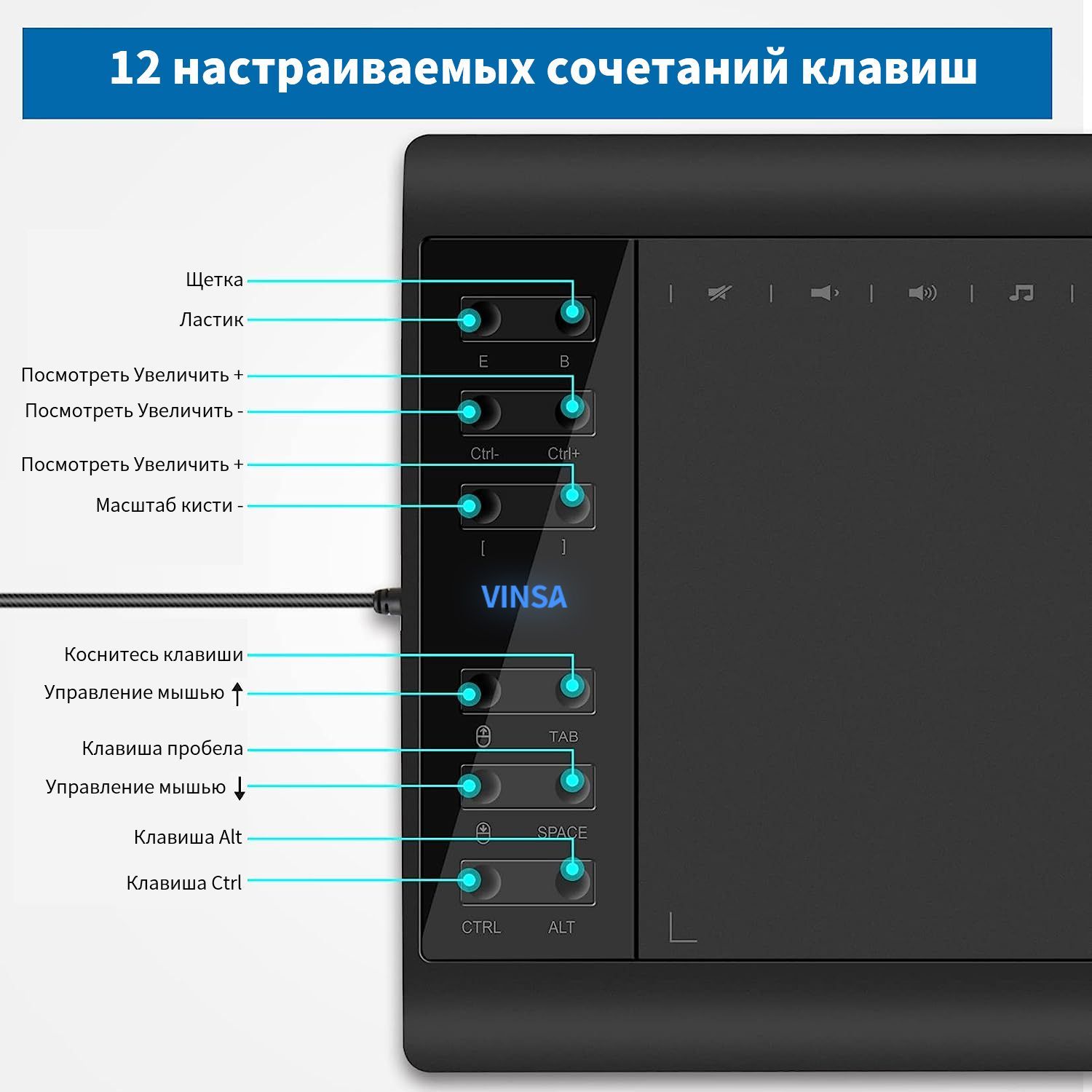 Графический экран, A4, Android, Windows, 8192 уровня, черный матовый ...