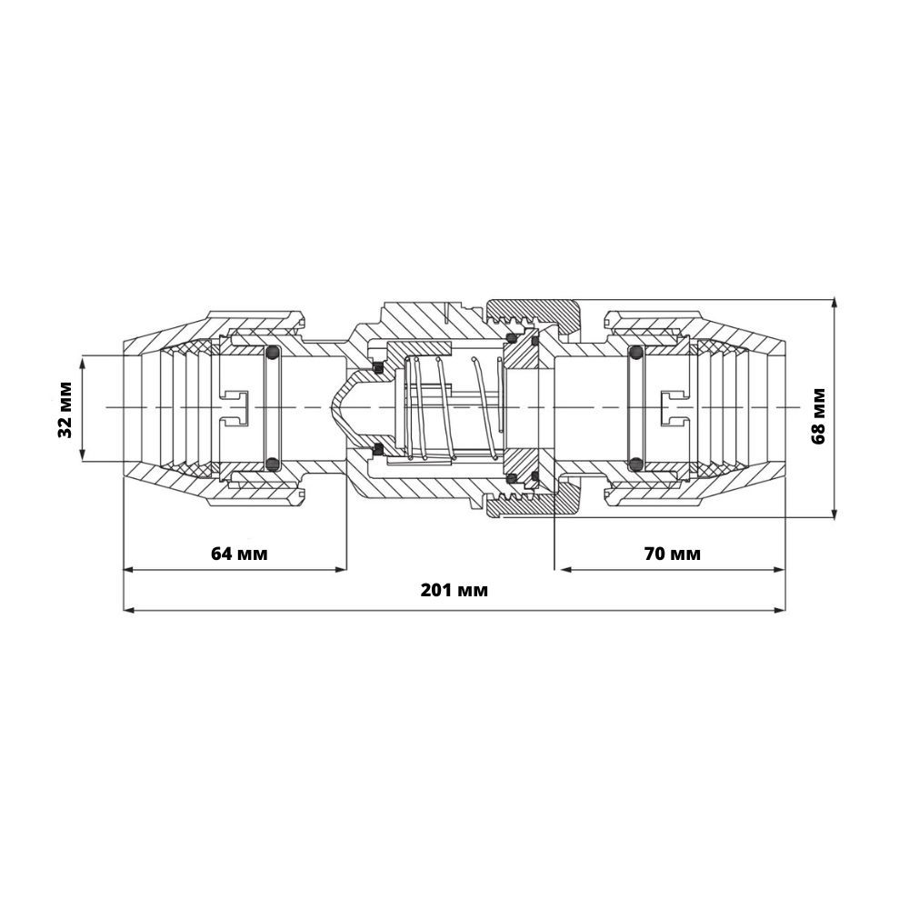 Клапан обратный UNIDELTA 32x32 для труб из ПНД / PE PN16, 1076032000001 ...