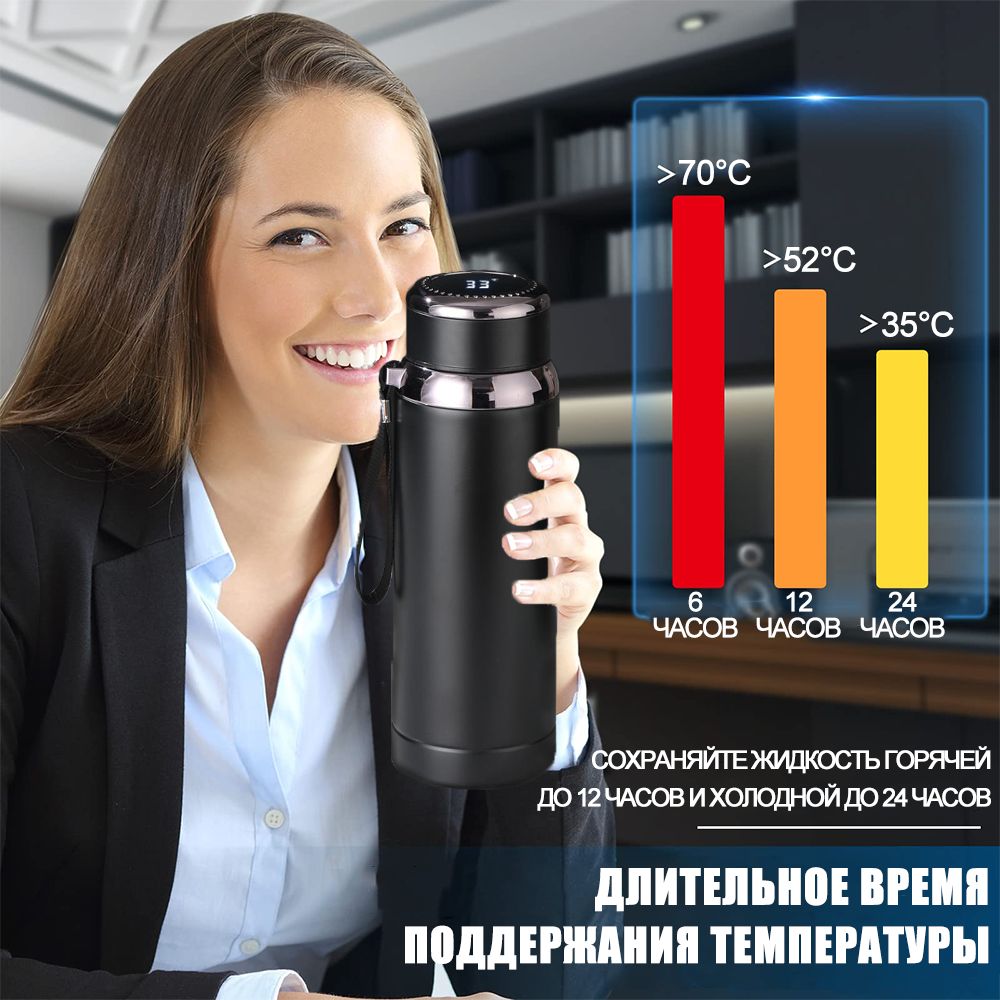 Термокружка нержавеющей 1000 мл, для горячих и холодных напитков, с ...