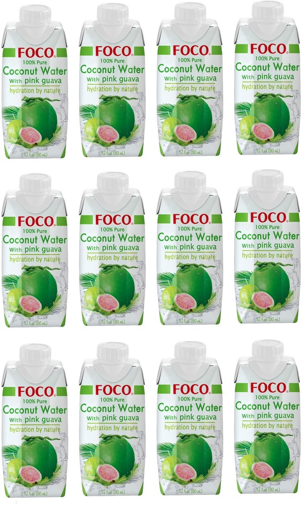 Кокосовая вода FOCO с розовой гуавой, 330 мл х 12 шт #1