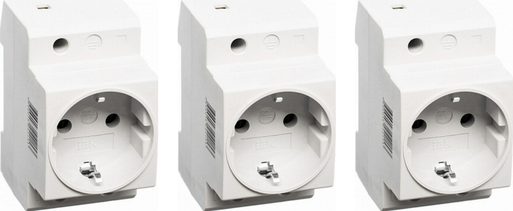 Розетка на DIN-рейку IEK РАр10-3-ОП 16А с заземляющим контактом ...