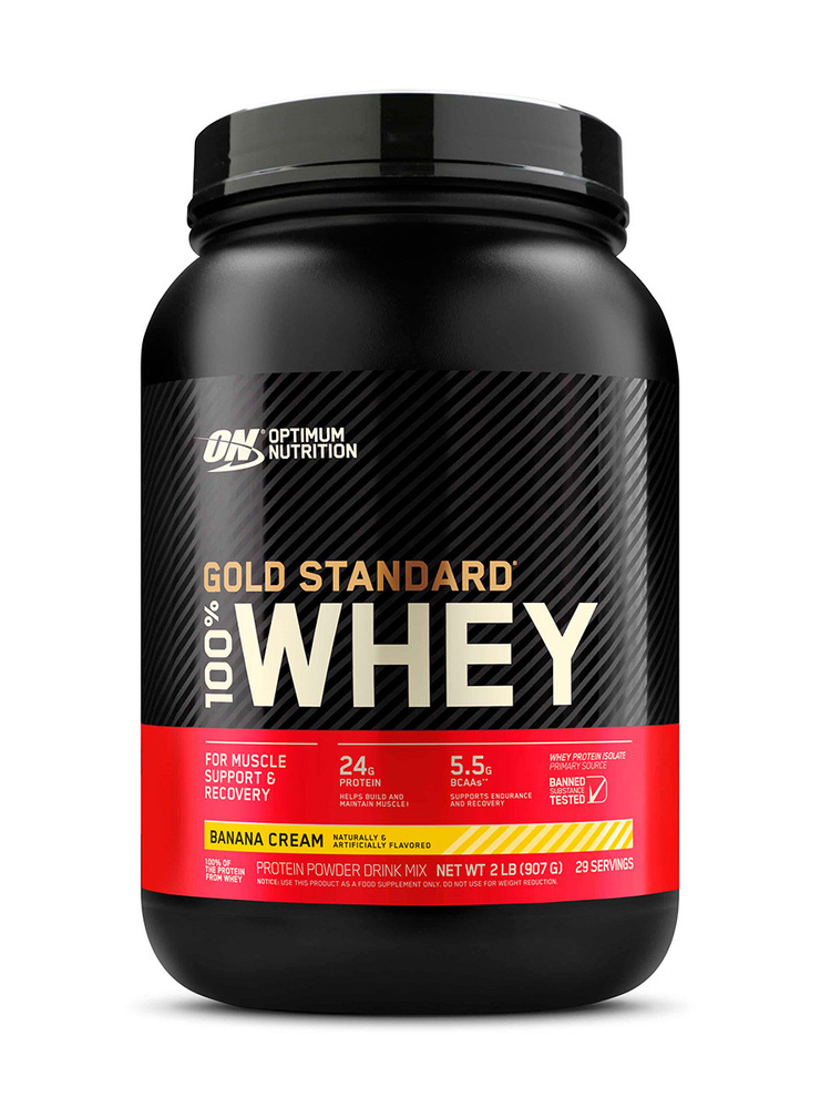 Сывороточный протеин ОН- Голд Стандарт 100% Вей 907 гр Банановый крем /Optimum Nutrition Gold Standard #1