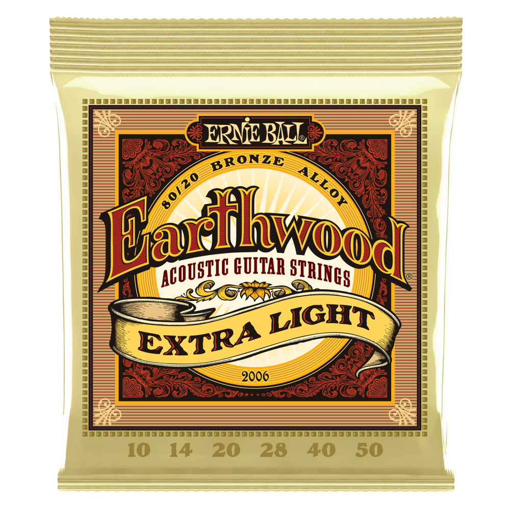 Струны для акустической гитары ERNIE BALL 2006 Earthwood 10-50 обмотка бронза 80/20, Extra Light суперлёгкое #1