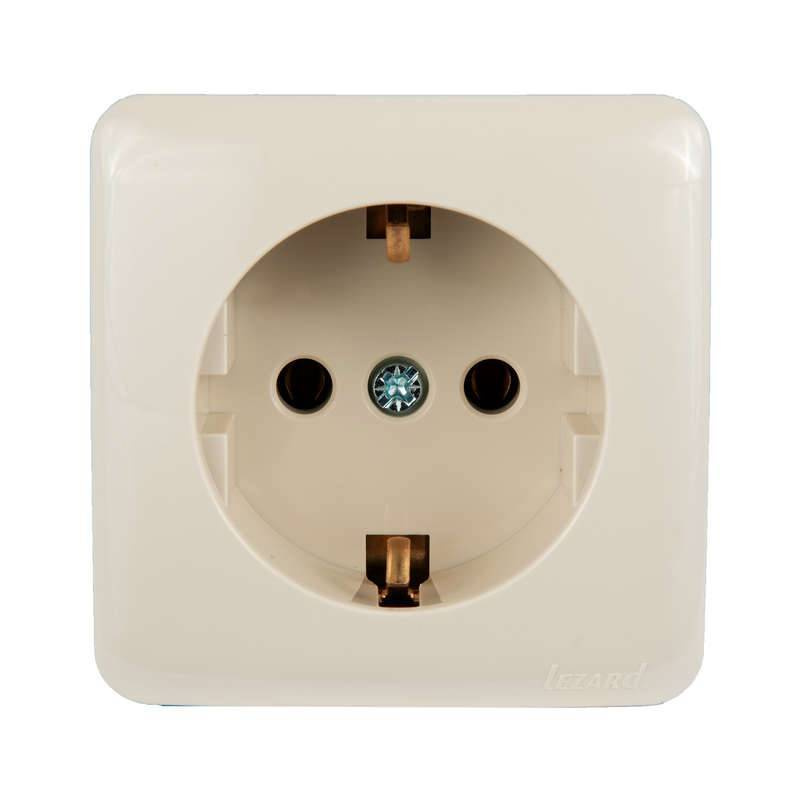 Розетка 1-м ОП VIOLA с заземл. крем. LEZARD 751-0300-122 - купить по ...