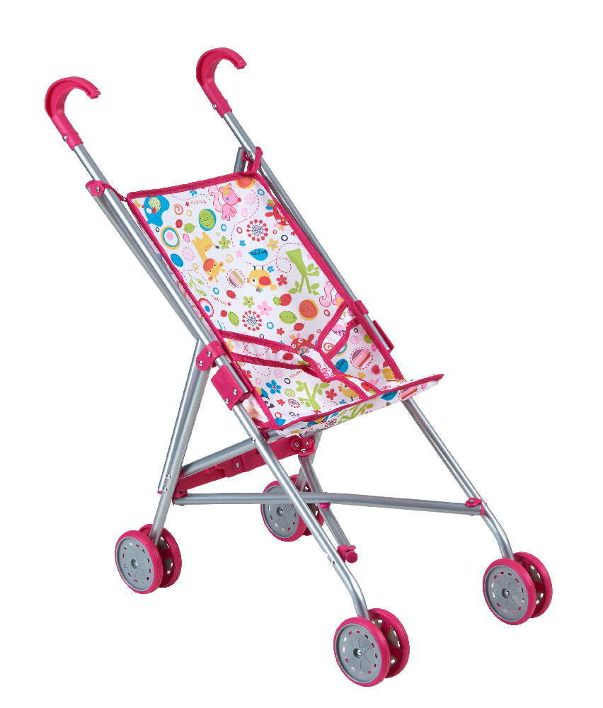 Коляска трость для кукол белая со зверюшками с розовым (9302/цвeтN1 ...