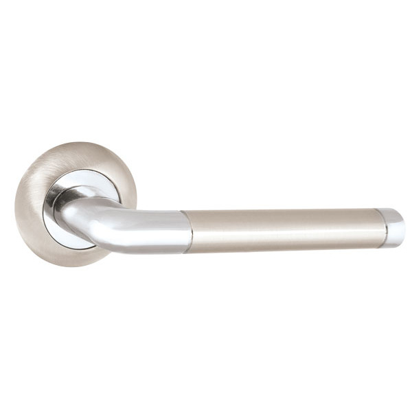 Ручка дверная на раздельном основании Punto (Пунто) REX TL SN/CP-3 матовый никель/хром 105 мм для входных #1