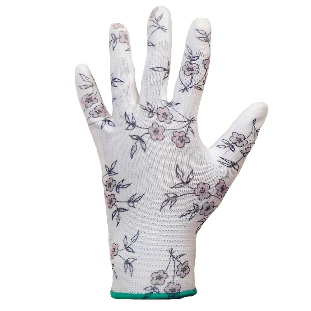 Защитные перчатки JP011p, белые в цветочный узор, (L) - 3 пары  #1