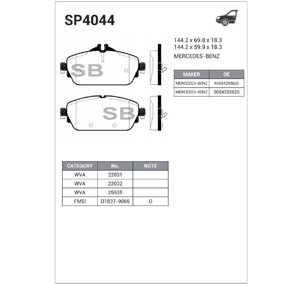 Колодки тормозные Sangsin Brake SP4044 Передние - купить по низким ценам в  интернет-магазине OZON (1291287633)