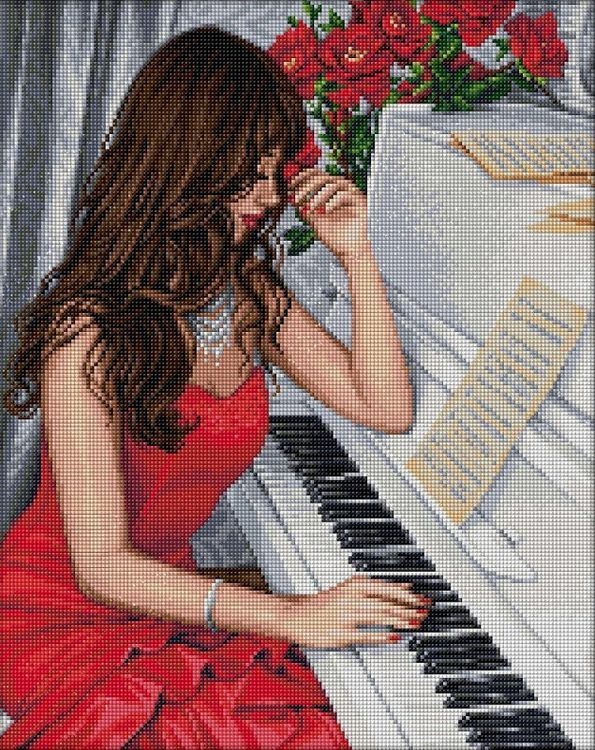 Алмазная мозаика Алмазная Живопись "Пианистка" 40x50 см, Девушки Люди ...