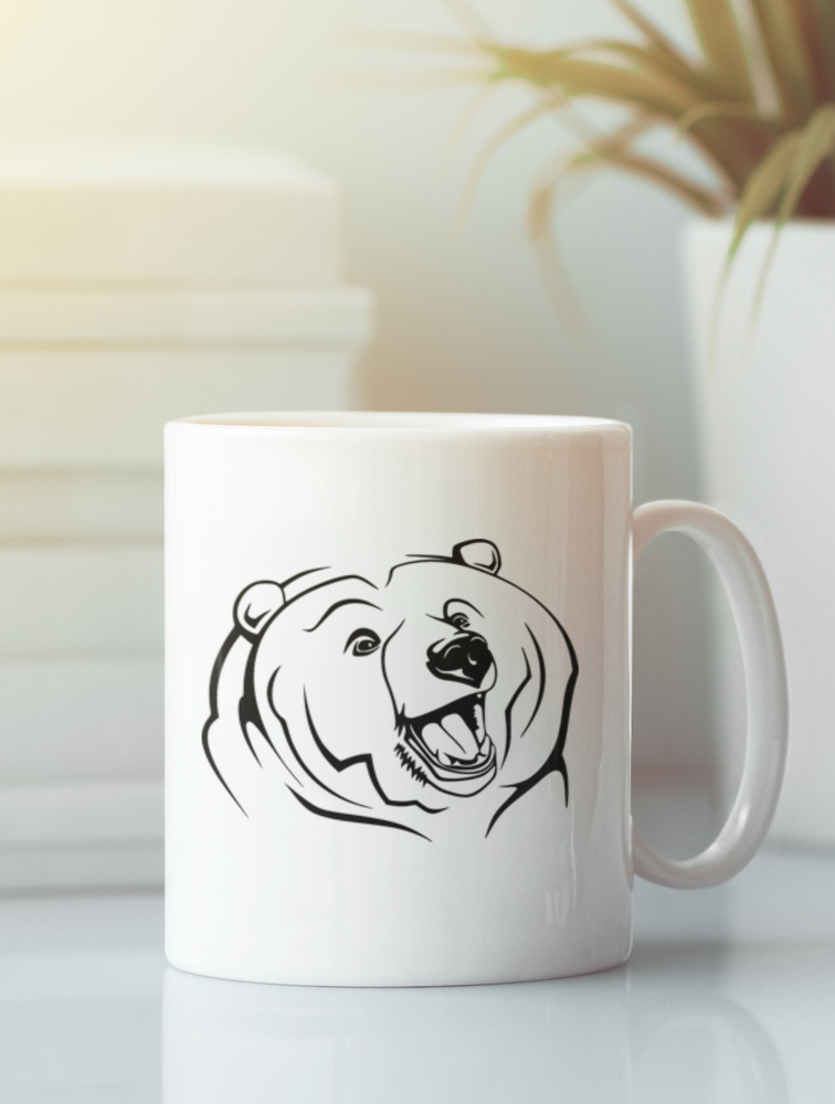 Кружка с изображением Медведь, Медвежонок (Bear) белая 006 #1