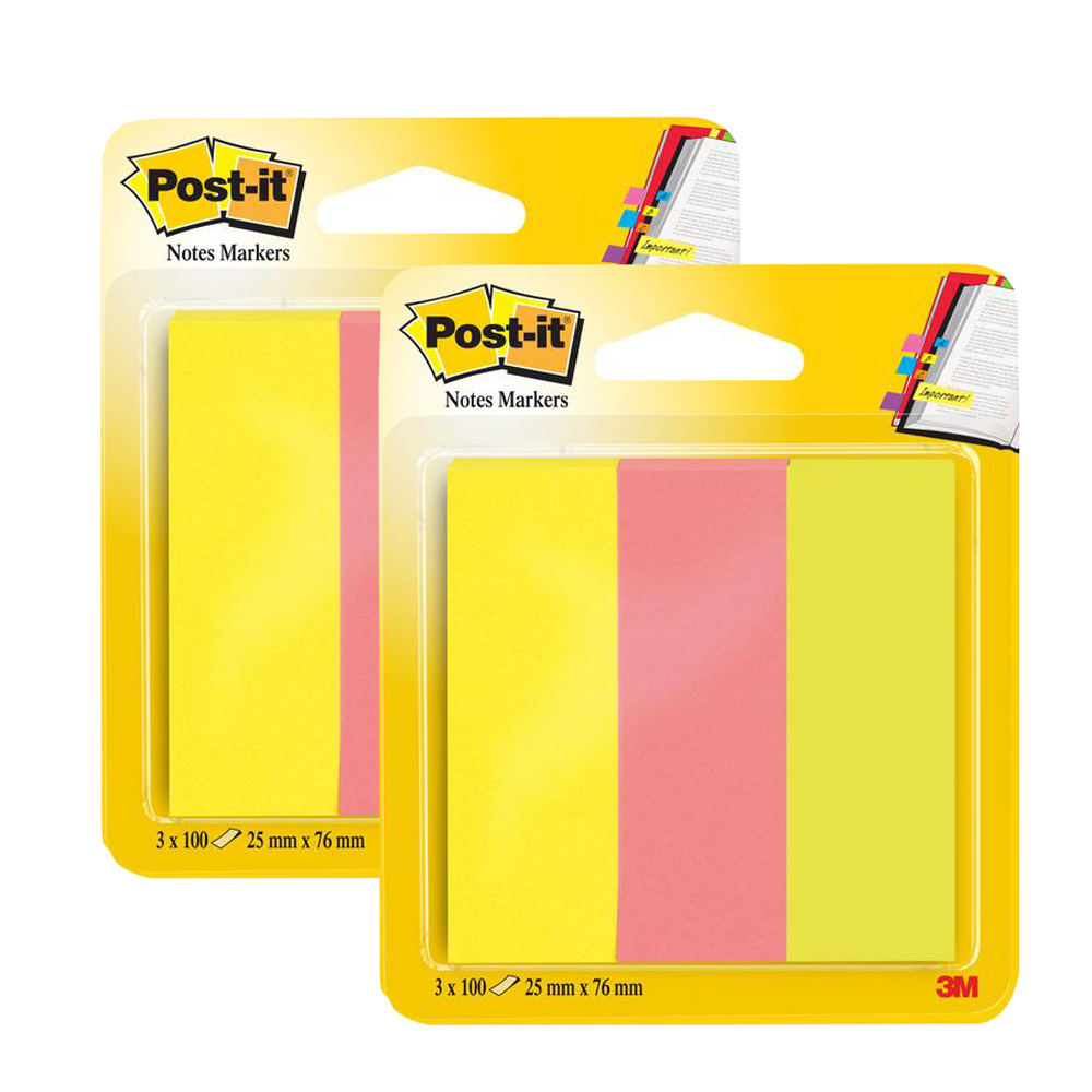 Клейкие бумажные закладки Post-it, 25х76 мм, 3 цвета по 100 шт, 2 шт/уп  #1