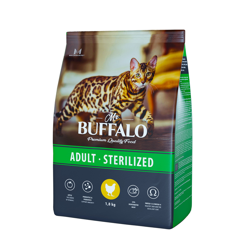 Mr.Buffalo STERILIZED для кошек с Курицей, 1,8кг #1