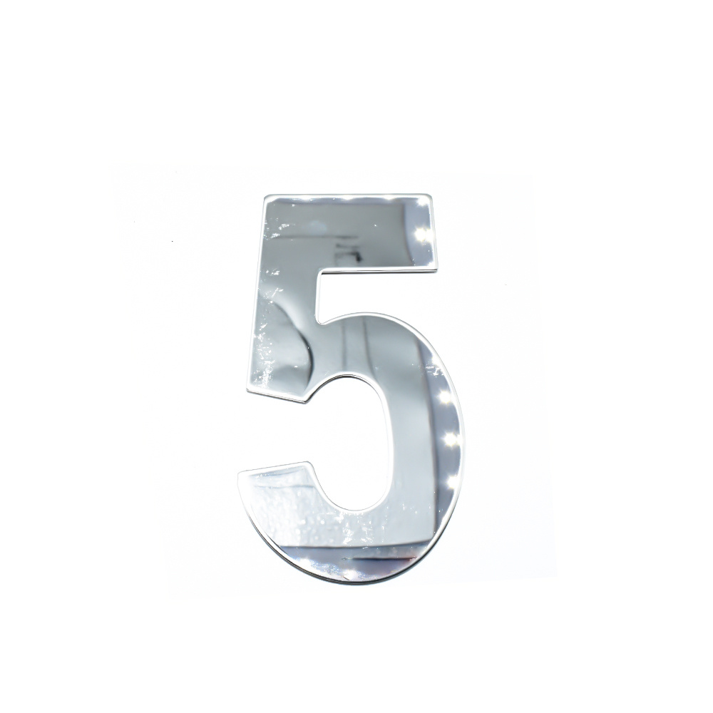 Номер дверной "5" металл, клеевая основа TRODSTAR Цвет: Хром #1