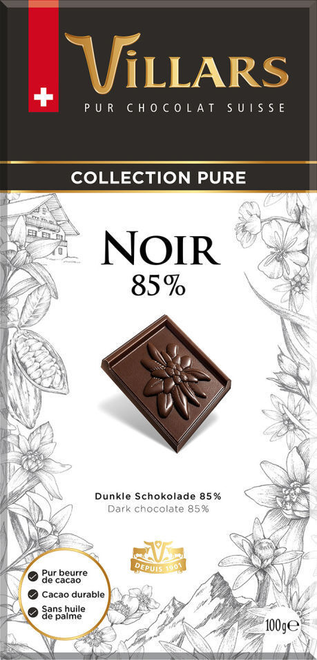 Villars Горький шоколад 85% 100г (Швейцария) #1