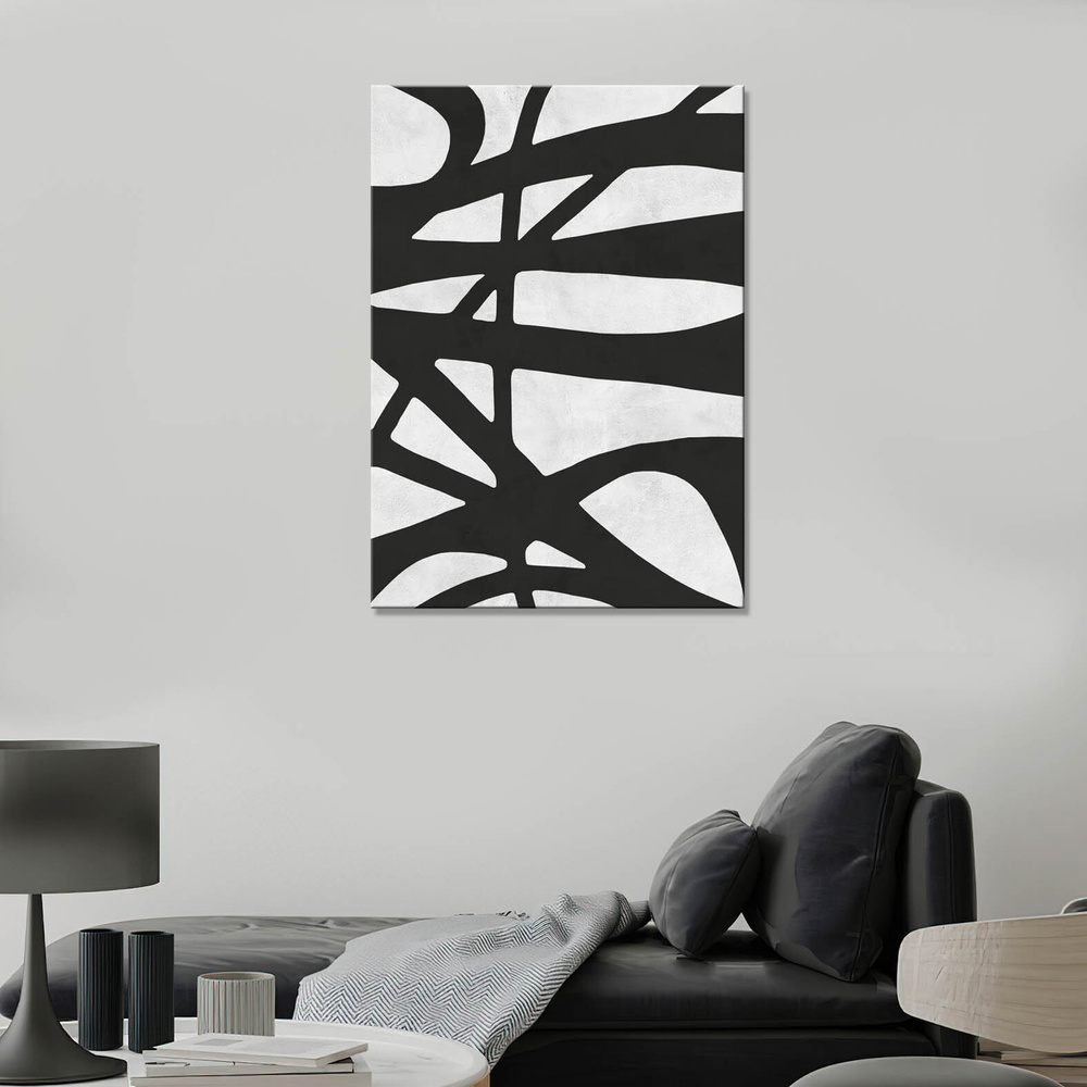 Картина на холсте для интерьера - Чёрно-белая абстракция, линии 60х80 -  купить по низкой цене в интернет-магазине OZON (796145192)