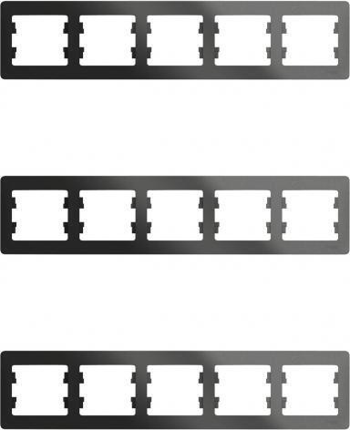 Рамка Schneider Electric Glossa пятиместная горизонтальная антрацит (комплект из 3 шт)  #1