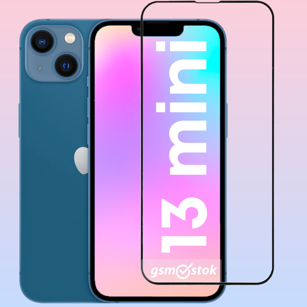 Защитное стекло на iPhone 13 Mini , 0.33 мм, глянцевое, полное покрытие,  черная рамка - купить с доставкой по выгодным ценам в интернет-магазине  OZON (342194239)