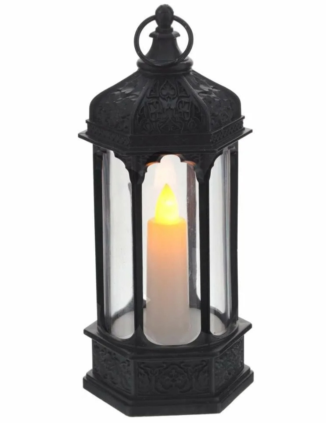 Новогодний светодиодный фонарь со свечой (15 см) черный #1